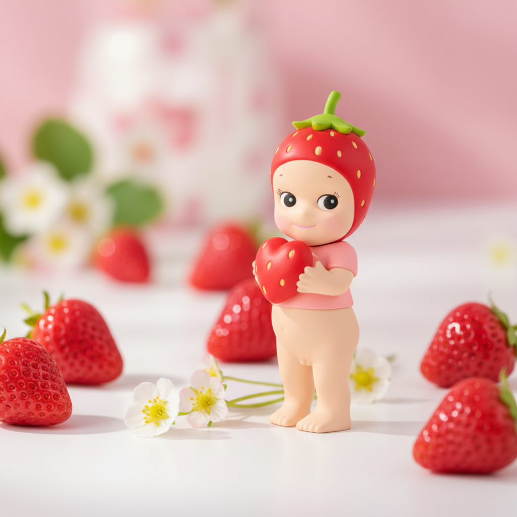 Sonny Angel Strawberry Love Series in romantic setting